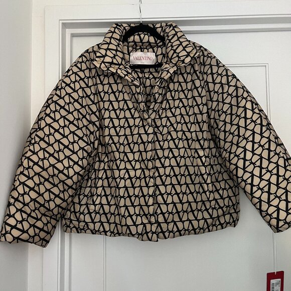 NWT Valentino Iconographe Jacket Logo Print Allover Down-filled Stand Collar - Picture 3 of 16